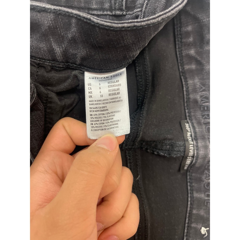American Eagle Black 360 Next Level Stretch Skinny Jeans High Rise Womens Size 6 - Picture 5 of 5